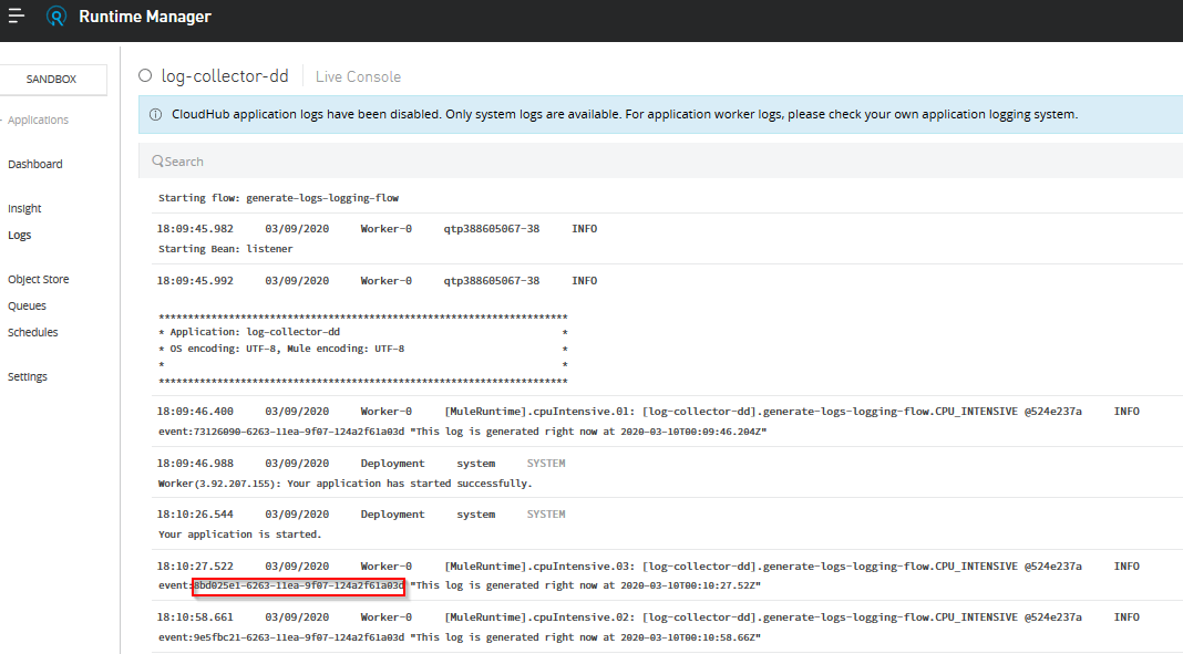 Logs produced in CloudHub